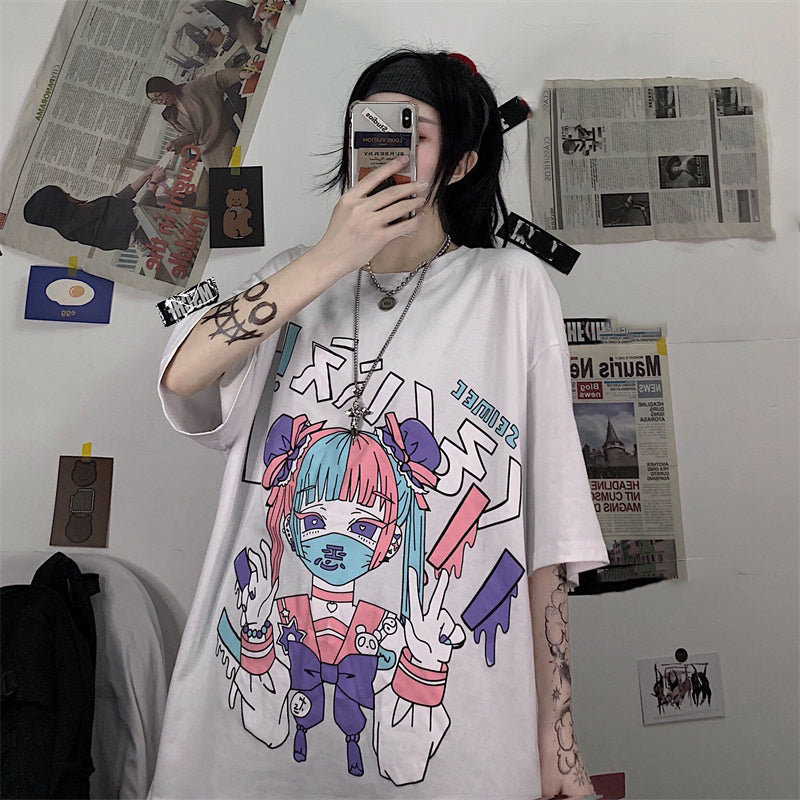 Loose Fit Anime T-Shirt for Women - Casual Japanese Streetwear | TE&EM