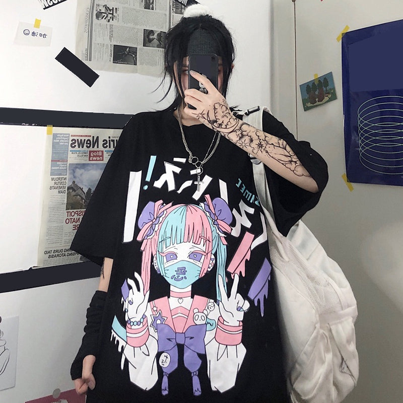 Loose Fit Anime T-Shirt for Women - Casual Japanese Streetwear | TE&EM