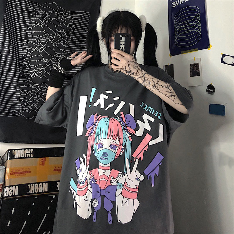 Loose Fit Anime T-Shirt for Women - Casual Japanese Streetwear | TE&EM