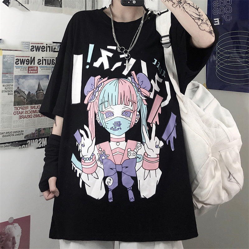 Loose Fit Anime T-Shirt for Women - Casual Japanese Streetwear | TE&EM