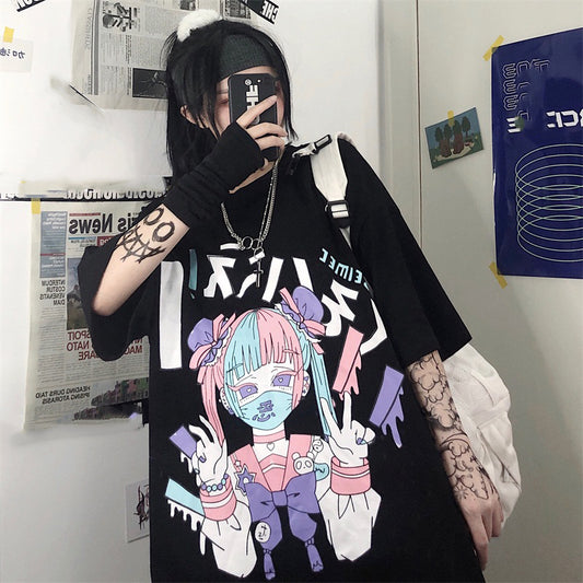 Loose Fit Anime T-Shirt for Women - Casual Japanese Streetwear | TE&EM